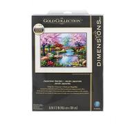 Dimensions Gold Collection - Kit de punto de cruz contado, jardín de flores japonés, 16 unidades, azul claro, 12 x 16 pulgadas