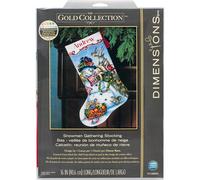 Gold Collection Snowman Gathering Stocking Counted Cross Sti-13"X20" 18 Count