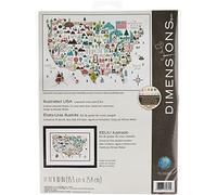 Dimensions Illustrated USA' Patriotic 50 States Counted Cross Stitch Kit, 14 Count White Aida Cloth, 14" x 10" X, Varios, tamaño único