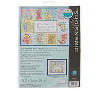 Dimensions Kit de Manualidades de Punto de Cruz con diseño del Alfabeto del zoológico, Registro de Nacimiento de bebé Personalizado B/Rec Zoo Alphabet, Algodón, Multicolor, 30 x 23 cm