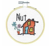DIMENSIONS Kit de Punto de Cruz con aro: casa de Nuez, Varios, uno
