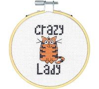 Dimensions - Kit de punto de cruz con aro: Crazy Cat Lady, varios, uno