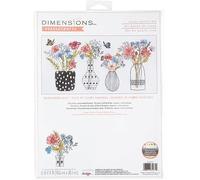 Dimensions Kit de punto de cruz contado con jarrones de flores silvestres de 40,6 cm x 20,3 cm