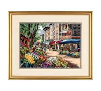 Dimensions Mercado DE PARÍS, Tela Aida Marfil, Hilo de algodón, Multicolor, 38 x 28 cm