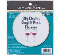 Dimensions Need Glasses - Kit de puntada de cruz, bambú, 14 Aida blanca, 6 pulgadas de diámetro