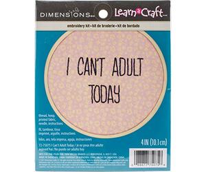 Dimensions Needlecrafts Kit de Bordado con aro: Crewel: I Can't Adult Today, Madera, Varios, tamaño único
