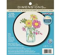 Dimensions Needlecrafts Learn-a-Craft: Kit de Punto de Cruz con aro: Flores de Verano, Algodón, Varios, tamaño único