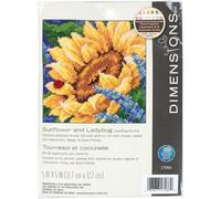 Dimensions Mini Aguja: Girasol y Mariquita, Lona, Lienzo 40DIM17066, Needlecrafts