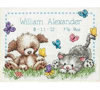 Pet Friends Baby Birth Record Counted Cross Stitch Kit-12"X9" 14 Count