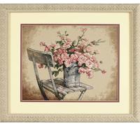 Dimensions Rosas sobre Silla Blanca, Algodón, 14'' x 11''