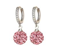 Dimfurke Pendientes colgantes de gota de plata con cierre de palanca, aretes redondos para mujeres y niñas, aretes colgantes para mujer, One Size, Metal
