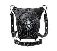 DIMITU Steampunk - Riñonera de piel con calavera gótica para viajes, senderismo, mujeres y hombres