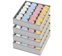 DIMJ Juego de 4 Organizadores Cajones- 24 Celdas Plegablede Organizador Calcetines, No Tejida Separadores de Cajones para Ropa Interior, Calcetines, Cinturones, Gris Claro-patrón de Hormiga