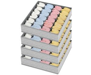 DIMJ Juego de 4 Organizadores Cajones- 24 Celdas Plegablede Organizador Calcetines, No Tejida Separadores de Cajones para Ropa Interior, Calcetines, Cinturones, Gris Claro-patrón de Hormiga