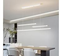 Dimmable LED Chandelier Pendant Light for Dining Room and Kitchen Adjustable Height Remote Control Linear 3000K 6500K Hanging Lights Office