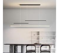 Dimmable LED Chandelier Pendant Light for Dining Room and Kitchen Adjustable Height Remote Control Linear 3000K 6500K Hanging Lights Office