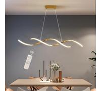Dimmable LED Pendant Light with Remote Control Adjustable Height Modern Wave Design Chandelier for Dining Room Kitchen Living Room Bar Bedroom