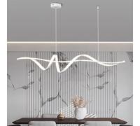 Dimmable Pendant Lighting Twisted LED Chandelier 50W Adjustable Linear Kitchen Island Hanging Fixture with Remote Control for Dinning Room, Light Fixture(White)