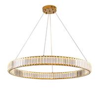 Dimmable Semi Flush Chandelier Suction Hanging Dual-Purpose with A Source During Light,Bedroom Ceiling Light Fixture,LED Originality Doughnut Crystal Chandelie-Golden. cm(Golden