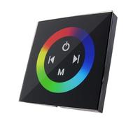 Dimmer empotrable táctil RGB para tiras LED 12/24V, control de intensidad y color, ideal para iluminación decorativa y ambiental.
