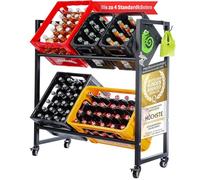 Dimono Estante metálico con Ruedas para Cajas de Bebidas; Estante para 4 o 6 Cajas de Bebidas, Almacenamiento Estable para Botellas vacías de Cerveza, Agua y refrescos (4 Cajas)