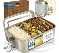 Dimono® Fiambrera de acero inoxidable a prueba de fugas; Caja sostenible impermeable con compartimentos y sellos (d: 2400 ml)