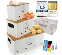 Dimono Set de 3 cajas para verduras caja de lata para guardar alimentos; mantiene las verduras frescas durante más tiempo, ideal para cebollas, patatas y ajos