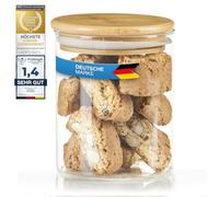 Dimono® Tarros de almacenamiento tarros de vidrio de borosilicato tarrosas de vidrio tarrosas de conservación con tapa de bambú (Talla S)