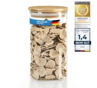 Dimono® Tarros de almacenamiento tarros de vidrio de borosilicato tarrosas de vidrio tarrosas de conservación con tapa de bambú (Talla M)