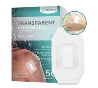 Dimora Apósito de película transparente con almohadilla, paquete de 50 vendajes adhesivos impermeables de 2.3 x 2.7 pulgadas, película de barrera para cubrir heridas postquirúrgicas