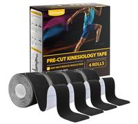 Dimora Cinta kinesiológica, 80 tiras precortadas, 4 rollos, algodón original, cinta elástica deportiva de 25 cm para aliviar el dolor muscular y apoyar las articulaciones.