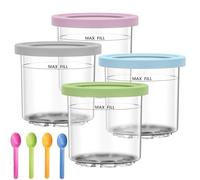 Dimoxii 4 Piezas Contenedores de Helado para Ninja Creami Serie NC300 Contenedores para Máquina de Helado Contenedores de Helado con Tapa Tarrinas Reutilizables Creami Sin BPA Apto para Lavavajillas