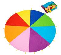 Dimoxii Juego De Paracaídas de Color para Niños Arco Iris Juegos Actividades Deportivas Fiestas Ejercicios en Grupo Al Aire Libre (400cm de diámetro)