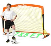 Dimples Excel Portería De Fútbol Red para Jardín Al Aire Libre Entrenamiento De Fútbol para Amantes del Fútbol (7'×5'- Naranja Negro)