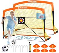 Dimples Excel Portería de Fútbol para Niños Plegables Portería Red para Niños Jardín Entrenamiento Futbol - 3'x 2.2', Naranja, 2 Pack
