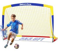 Dimples Excel Portería de Fútbol Pop-Up - Plegable para Niños | 1 Portería 152x110 cm, Azul y Amarillo | Ligera, Portátil y de Montaje Instantáneo | Ideal para Jardín, Entrenamiento