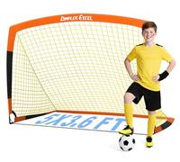 Dimples Excel Portería de Fútbol Pop-Up - Plegable para Niños | 1 Portería 152x110 cm, Naranja y Negro | Ligera, Portátil y de Montaje Instantáneo | Ideal para Jardín, Entrenamiento