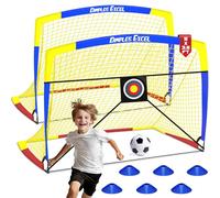 Dimples Excel Set de Porterías de Fútbol Plegables con Dianas, Balón, Bomba y Conos - 5x3.6 FT RYB Pro