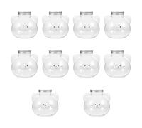 DimyFew 10 Botellas de Jugo Vacías con Forma de Animal, Lindos Frascos de Dulces, Recipientes para Bebidas con Forma de Gato, Vasos para El Refrigerador, Jugo, Tapa de Sellado, Individual