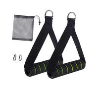 DimyFew 2 Piezas Manijas de Ejercicio Mangos Resistentes para Bandas Elásticas Asas con Cinta de Nylon Ganchos de Carabinero Material PP Adecuadas para Entren, Verde