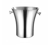 DimyFew Cubo de Hielo Comercial en Acero Inoxidable Cubitera Champanera Forma Redonda Amplia para Hielo y Botellas Resistente al Uso Frecuente Adecuado para, Plateado, Pequeño