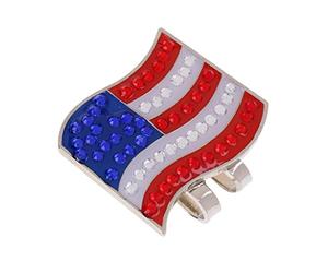 DimyFew Marcador de Bola de Golf Accesorio Práctico Incluye Clip Firme para Gorra Diseñado en Aleación Portátil Adecuado para Regalo a Golfista y Decoración, Bandera de EE.UU