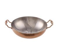 DimyFew Olla Dos Compartimentos Martillada Olla con Separador Rápida para s, Restaurans, Cobre Mango En Espiral, 30cm