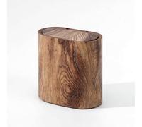 DimyFew Papelera Ovalada Compacto Papelera Estrecha Ovalado Connedor Basura Estrecho para Dormitorio, Oak