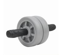 DimyFew Rueda Abdominal Doble Rodillo Abdominal Rodillo de Núcleo Entrenador de Core con Acabados Electrochapados y Agarres, Rueda Abdominal Silenciosa Doble Gris Diámetro 15cm