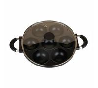 DimyFew Sartén Multicavidad 7 Huecos Sartén Antiadherente Compacto Utensilio Cocina para Fogón, 7 Agujeros Con Tapa De Vidrio