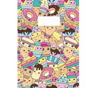 DIN A4 Notizbuch, 120 Seiten, kariert mit Rand (Lineatur 28), 21x29,7cm - Donuts: Muffins, Cupcake, Dessert, Foodie. Matheheft, Notizheft, Schulheft, ... Beruf & Privat - mit Innen- & Außenrand