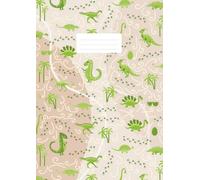 DIN A4 Schreibheft, 80 Seiten, Lineatur 27 (Liniert mit Innen- und Außenrand) 21x29,7cm - Dinos: Schulheft/Notizbuch/Notizheft für die Schule mit Dinosaurier Motiv | 9mm Zeilenabstand