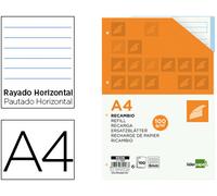 Din Refill A4 100 Hojas 100 G/M2 Horizontal Rayado Sin Margen 4 Agujeros 5 Bandas de Color