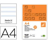 Din Refill A4 100 Hojas 100G/M2 Rayado 2.5mm con Margen 4 Orificios